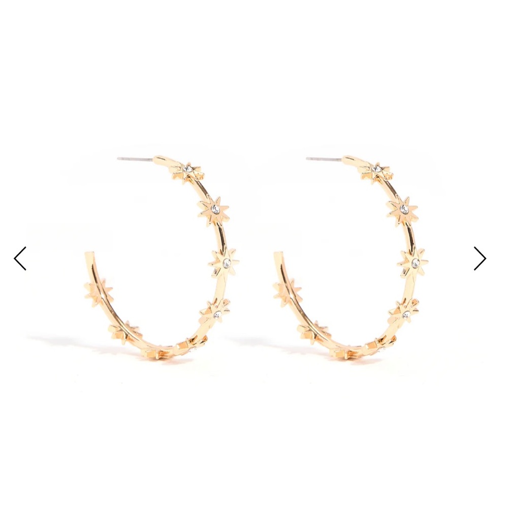 NWT BaubleBar Celestial Hoops Gold Jeweled Hoop Earrings